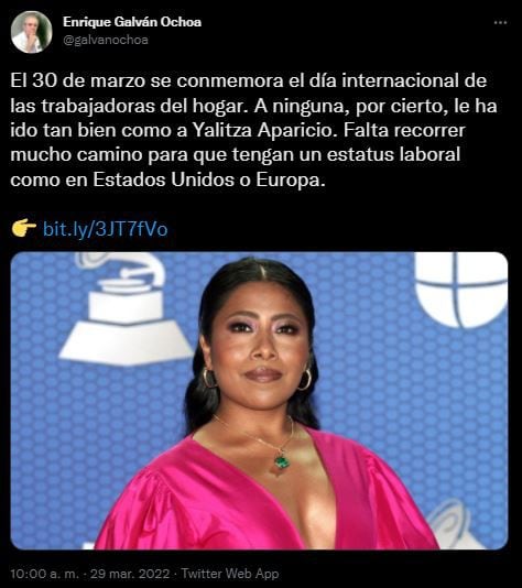 Enrique Galván Ochoa feierte Yalitza Aparicio am Internationalen Tag der Hausangestellten