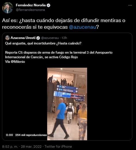 فاز جيراردو فرنانديز نورونيا على لوريت دي مولا وأزوسينا أوريستي بتهمة إطلاق النار على مطار كانكون