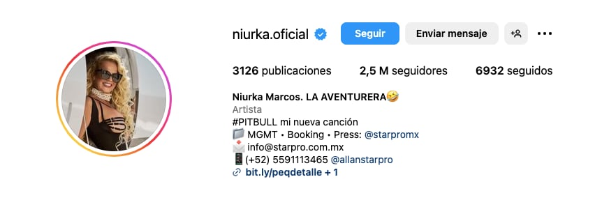 Niurka en redes sociales.