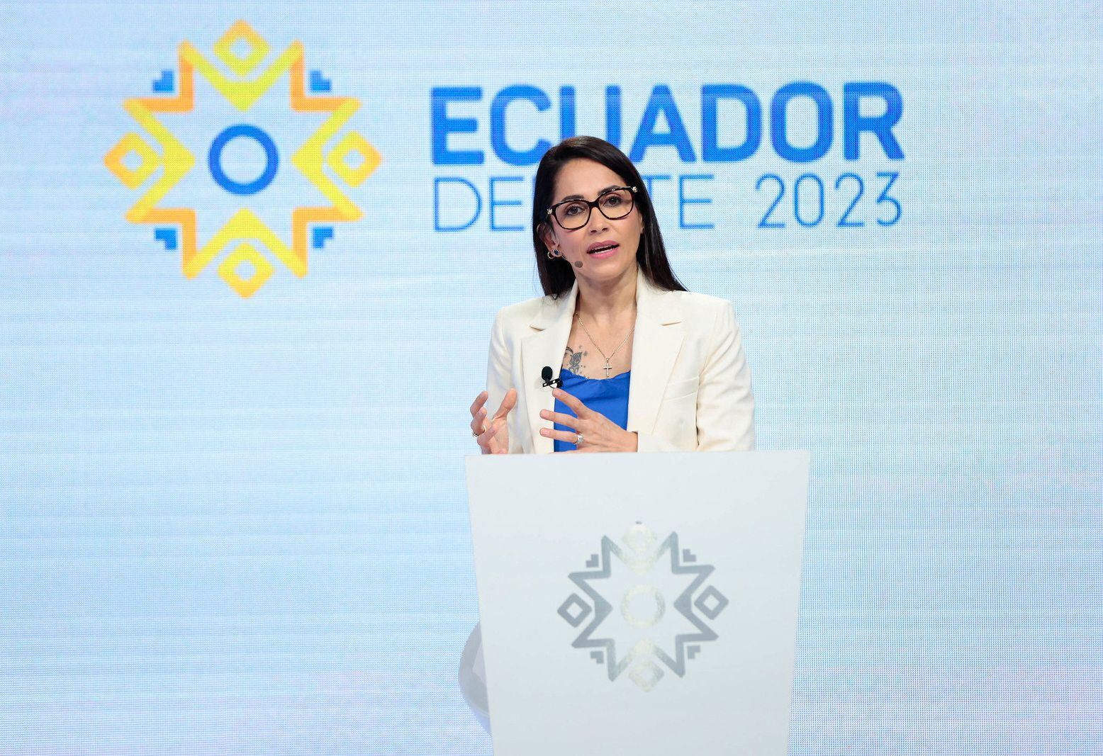 Luisa González durante el debate.