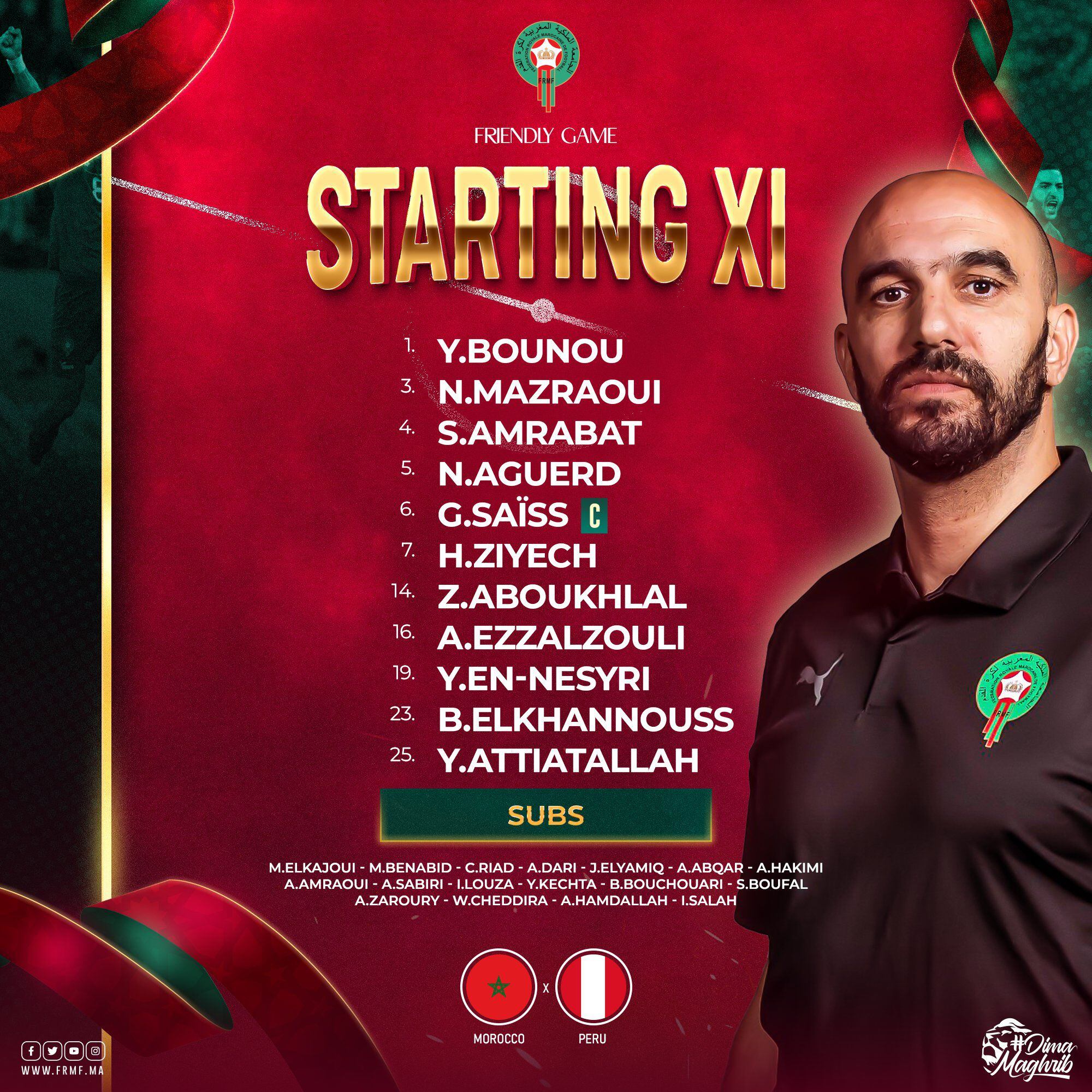 Alineación de Marruecos vs. Perú