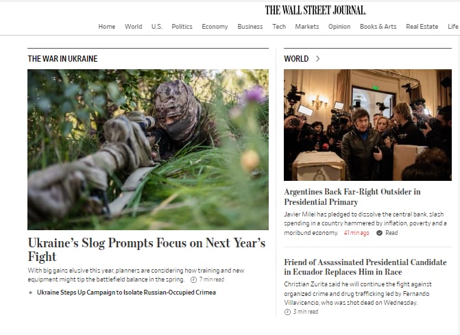 El resultado de las elecciones argentinas entre las principales noticias internacionales en The Wall Street Journal.