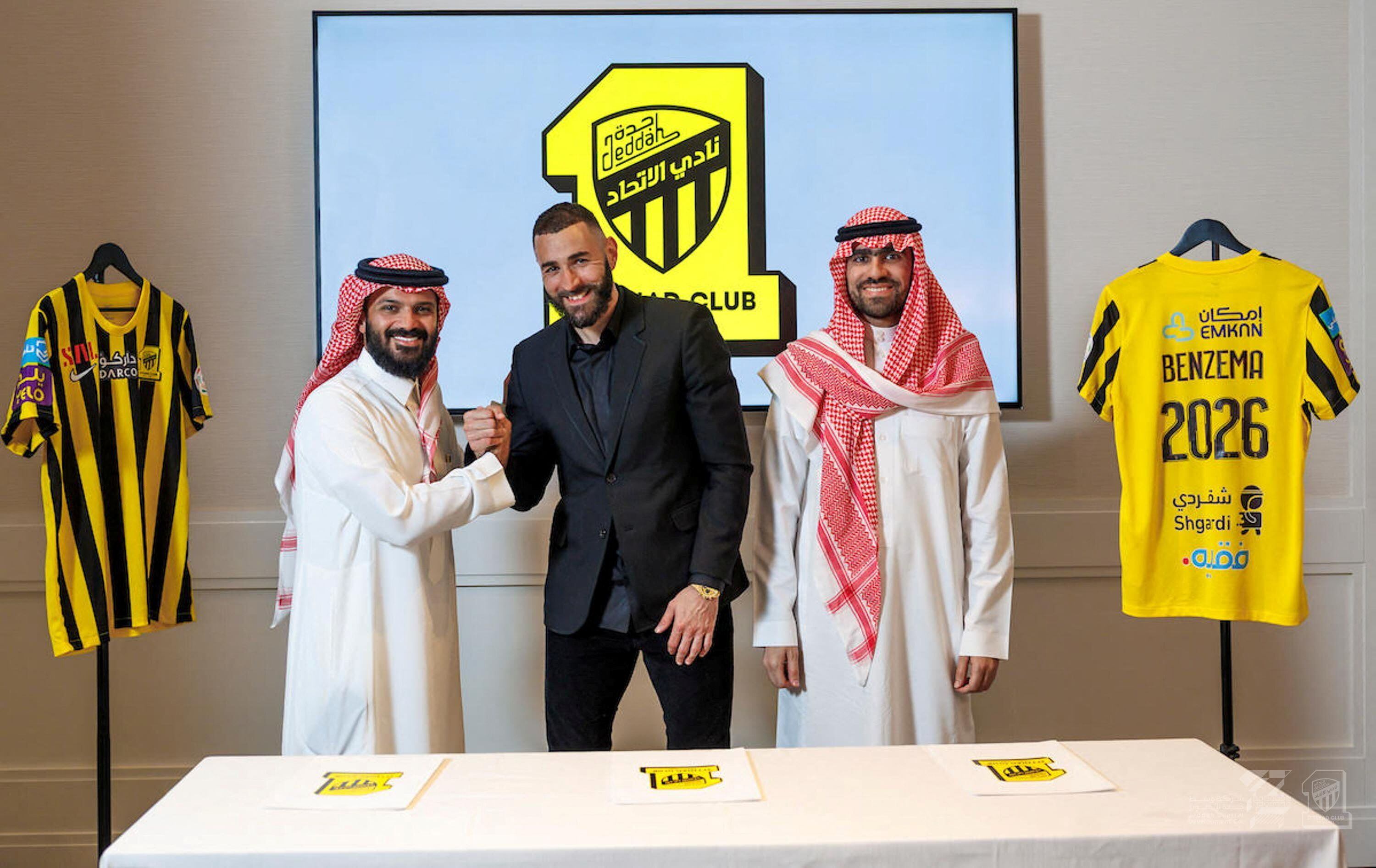 Benzema durante su presentación como jugador del Al-Ittihad (REUTERS).