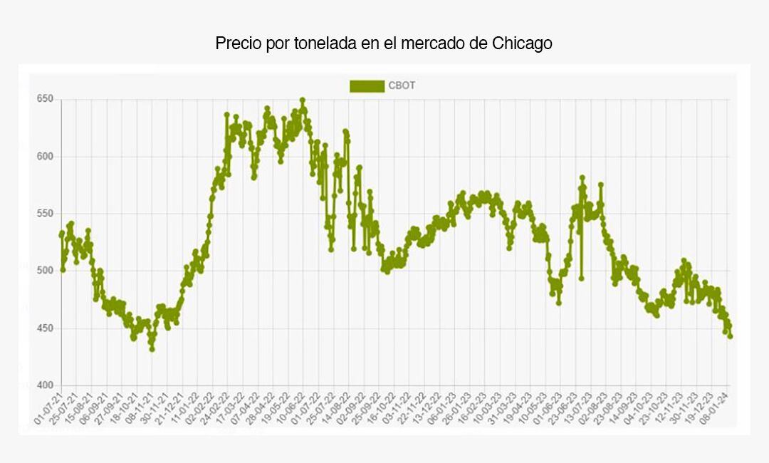 El precio de la soja, en su nivel más bajo en dos años