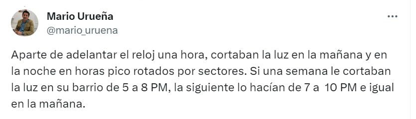 Publicación de Mario Urueña, politólogo - crédito @Mario_Uruena/X