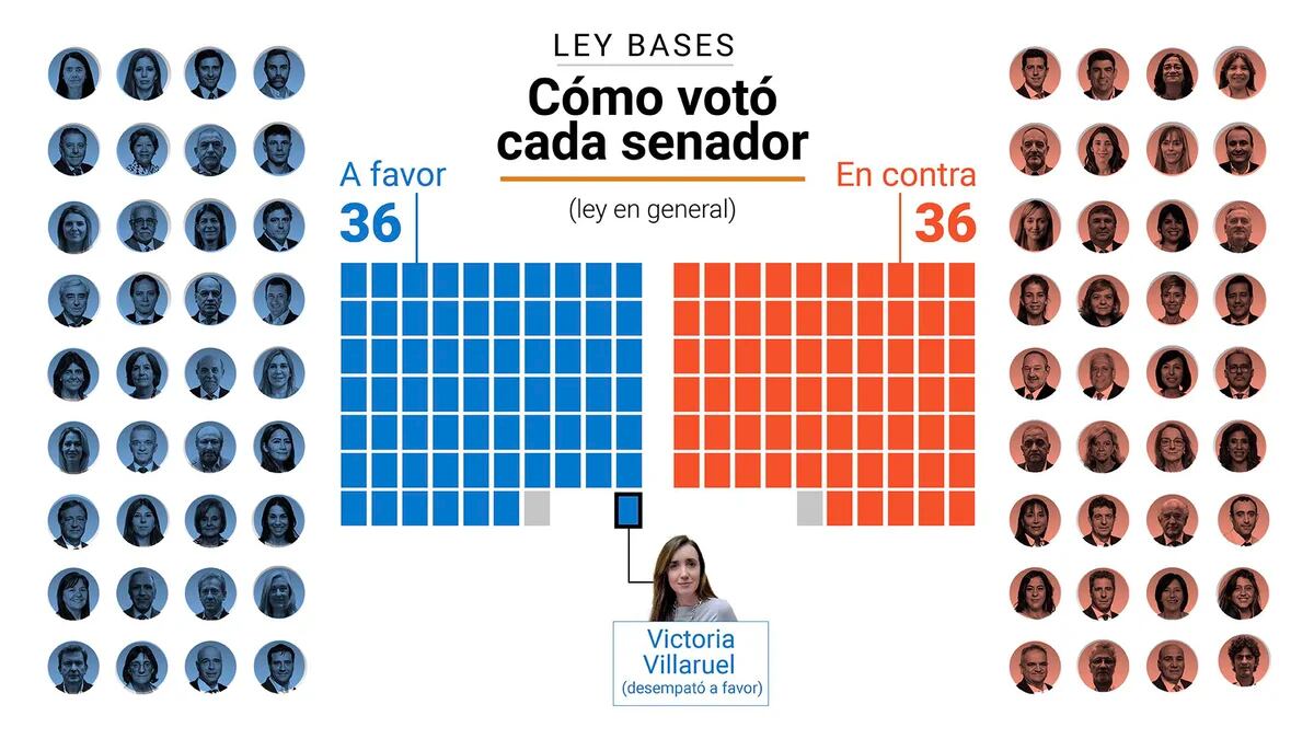 Uno por uno, cómo votó cada senador la Ley Bases