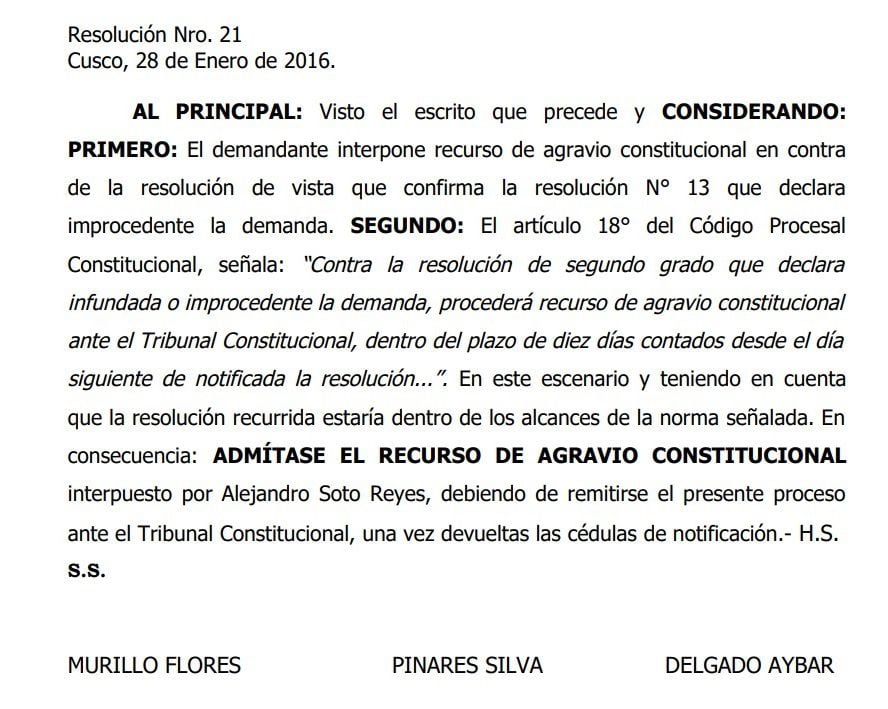 Recurso de agravio constitucional de Alejandro Soto