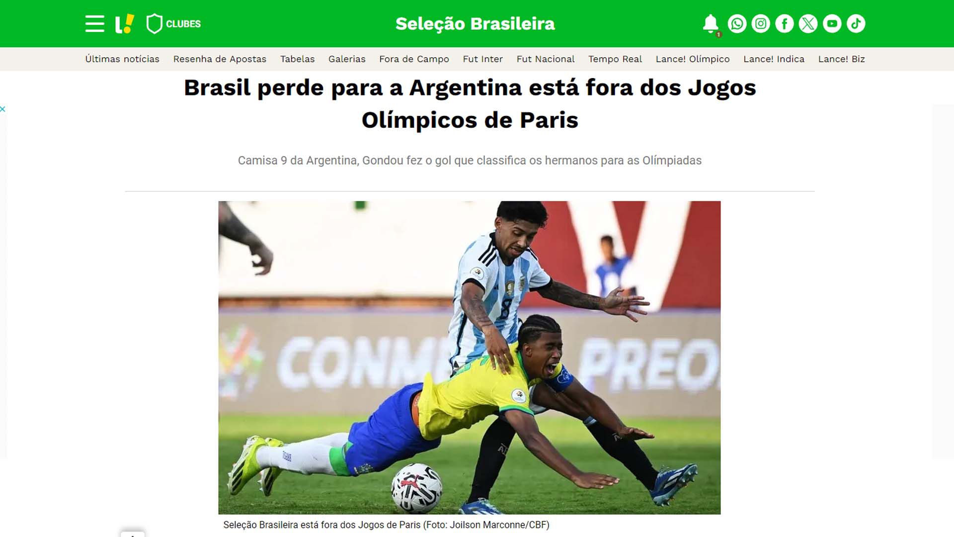 Medios Brasil Preolímpico Argentina