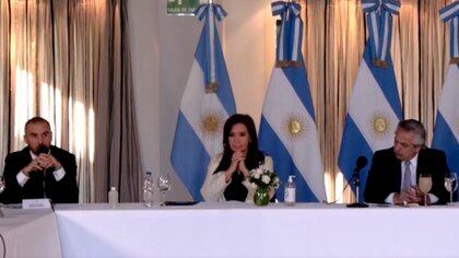 Martín Guzmán junto a Cristina Kirchner y Alberto Fernández