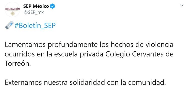 Boletín emitido de la Secretaría de Educación Pública.