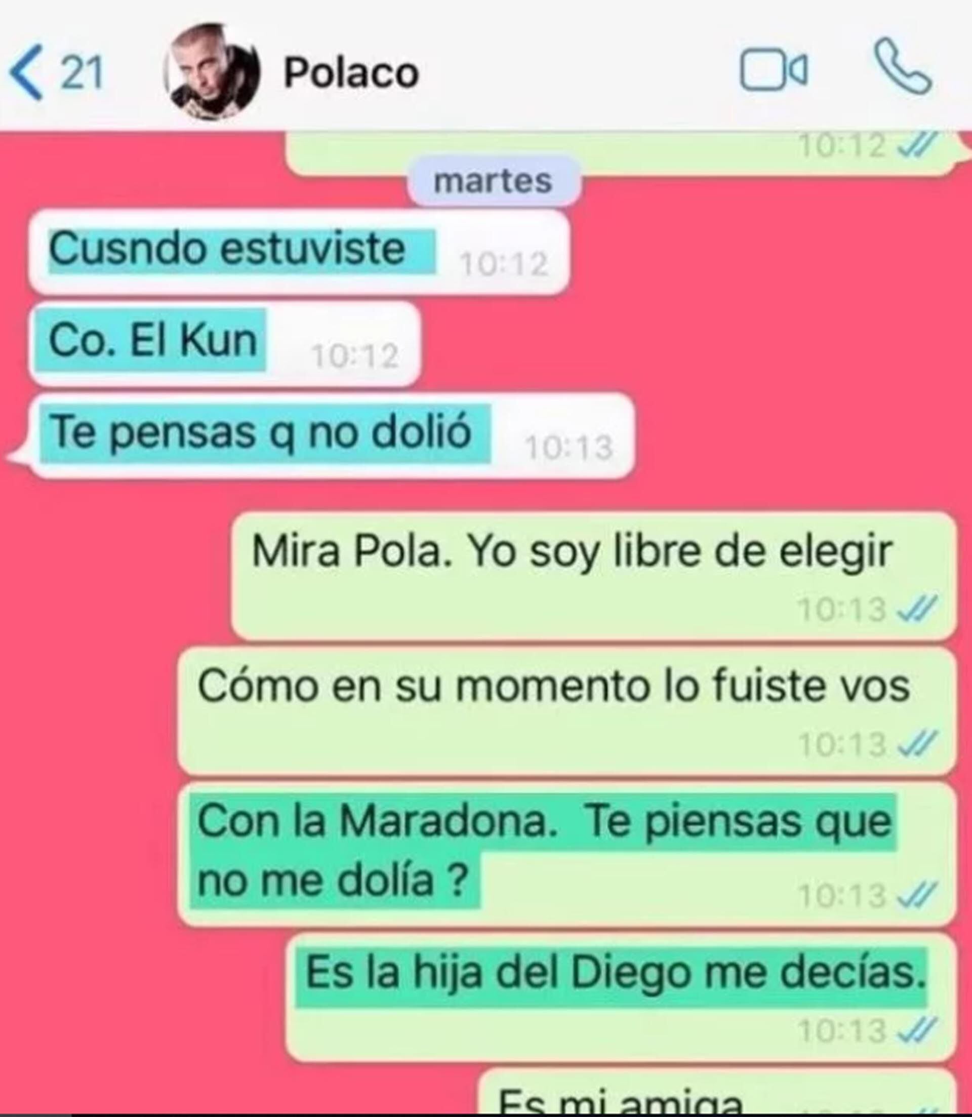 Los chats entre el artista tropical y Valeria Aquino, su ex pareja y madre de Alma, una de sus hijas, que motivaron la defensa de Barby