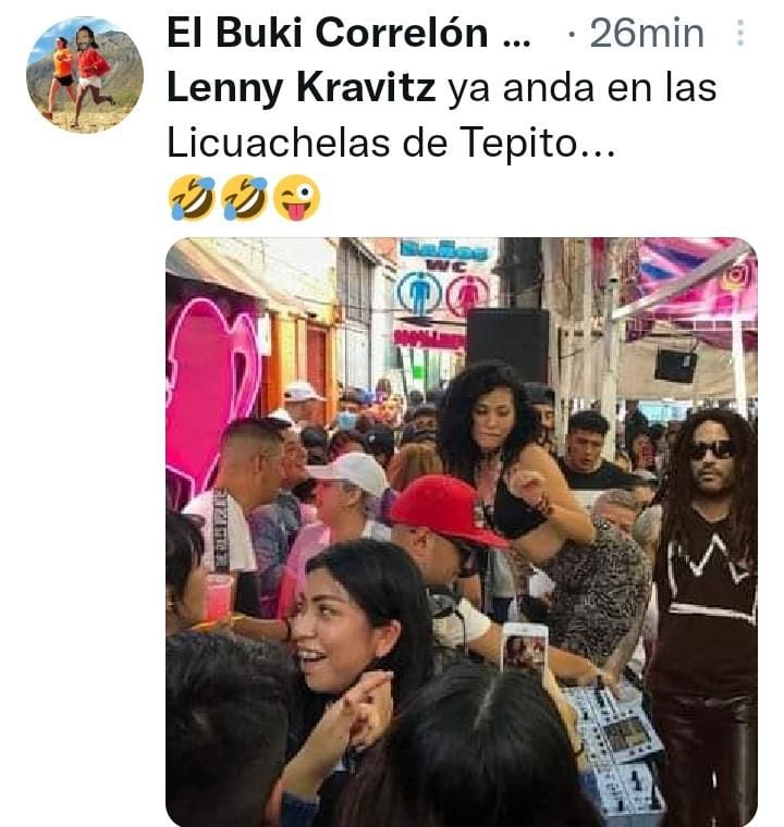 Lenny Kravitz supuestamente en Tepito (meme).
Imagen:
Twitter