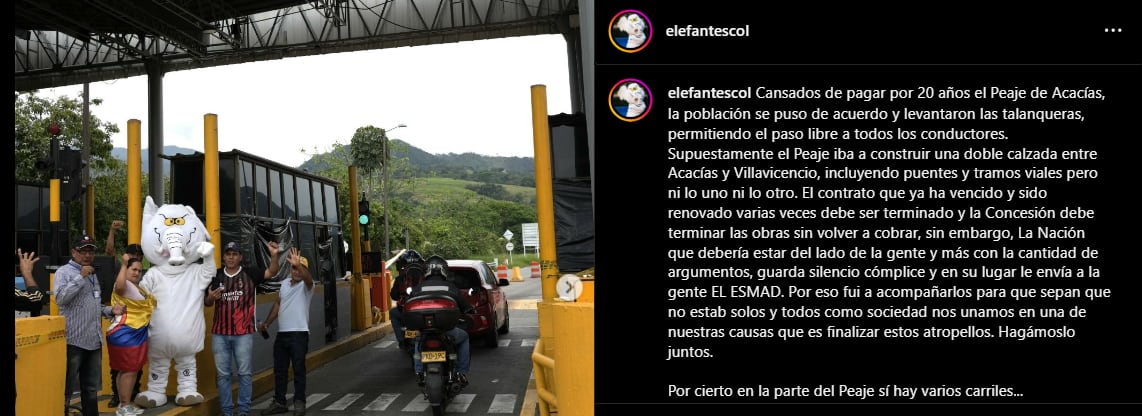 Construcción de caseta de peaje en Puente Amarillo generó indignación en la comunidad - crédito @Elefanteblancocol/Instagram