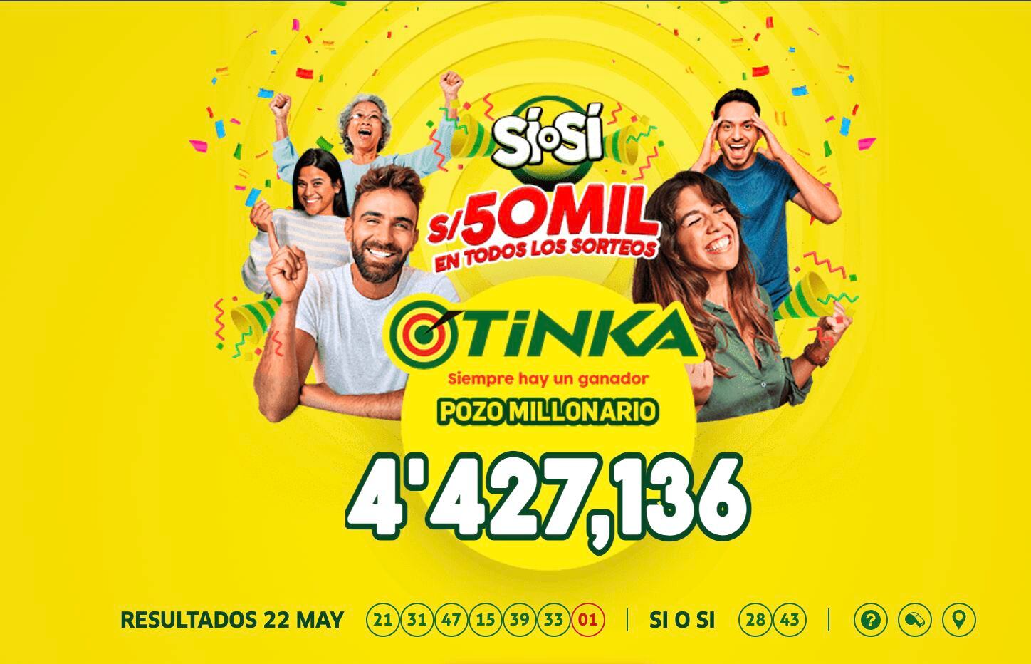 La Tinka realizó sorteo el miércoles 22 de mayo y dio a conocer los resultados.