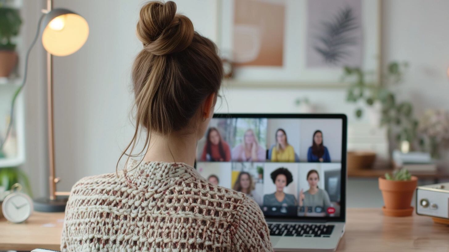 Profesional femenina concentrada en una videollamada de trabajo utilizando una laptop en su departamento, ejemplificando el éxito del teletrabajo. La imagen ilustra la importancia de la conectividad y las herramientas de comunicación online para el trabajo remoto, mostrando una rutina laboral adaptada a los avances tecnológicos y a las necesidades de flexibilidad laboral. (Imagen ilustrativa Infobae)