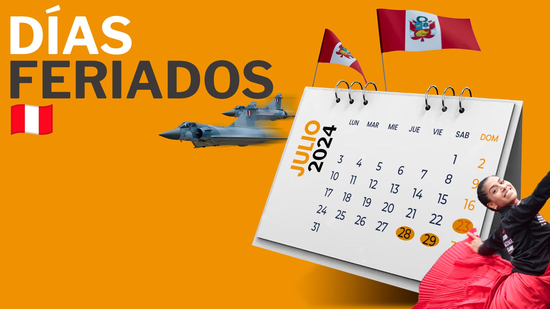 Estas son las fechas marcadas en el calendario como días remunerados no laborables en el mes de julio en Perú