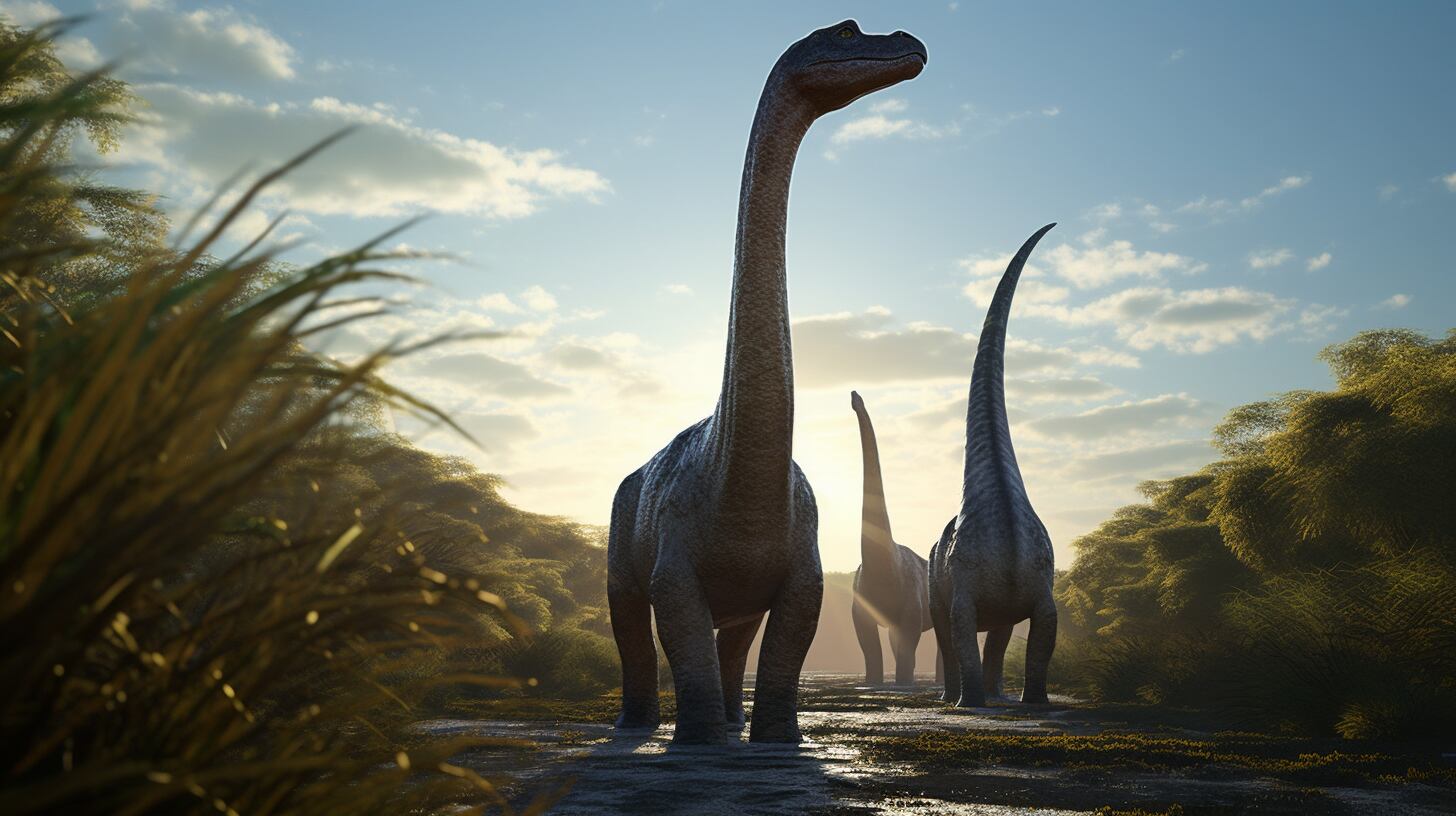 Imagen que revela al majestuoso Brontosaurus en el mundo de la mega fauna prehistórica, destacando su anatomía y fuerza. - (Imagen ilustrativa Infobae)