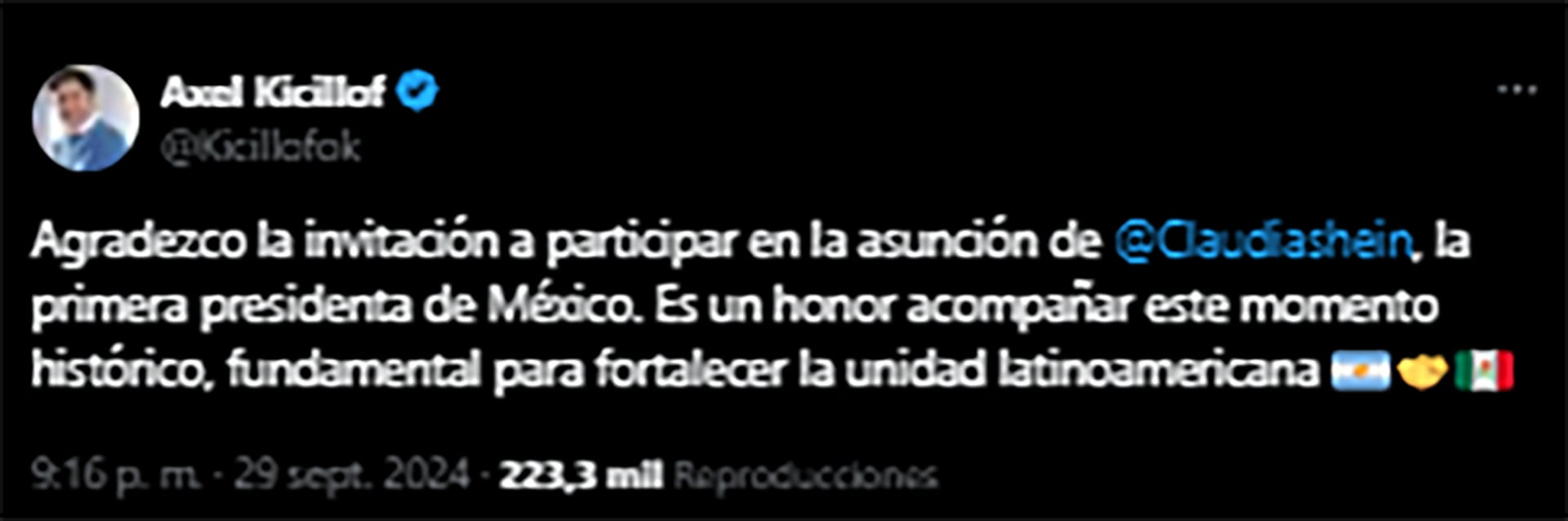 Axel Kicillof anuncia viaje a México