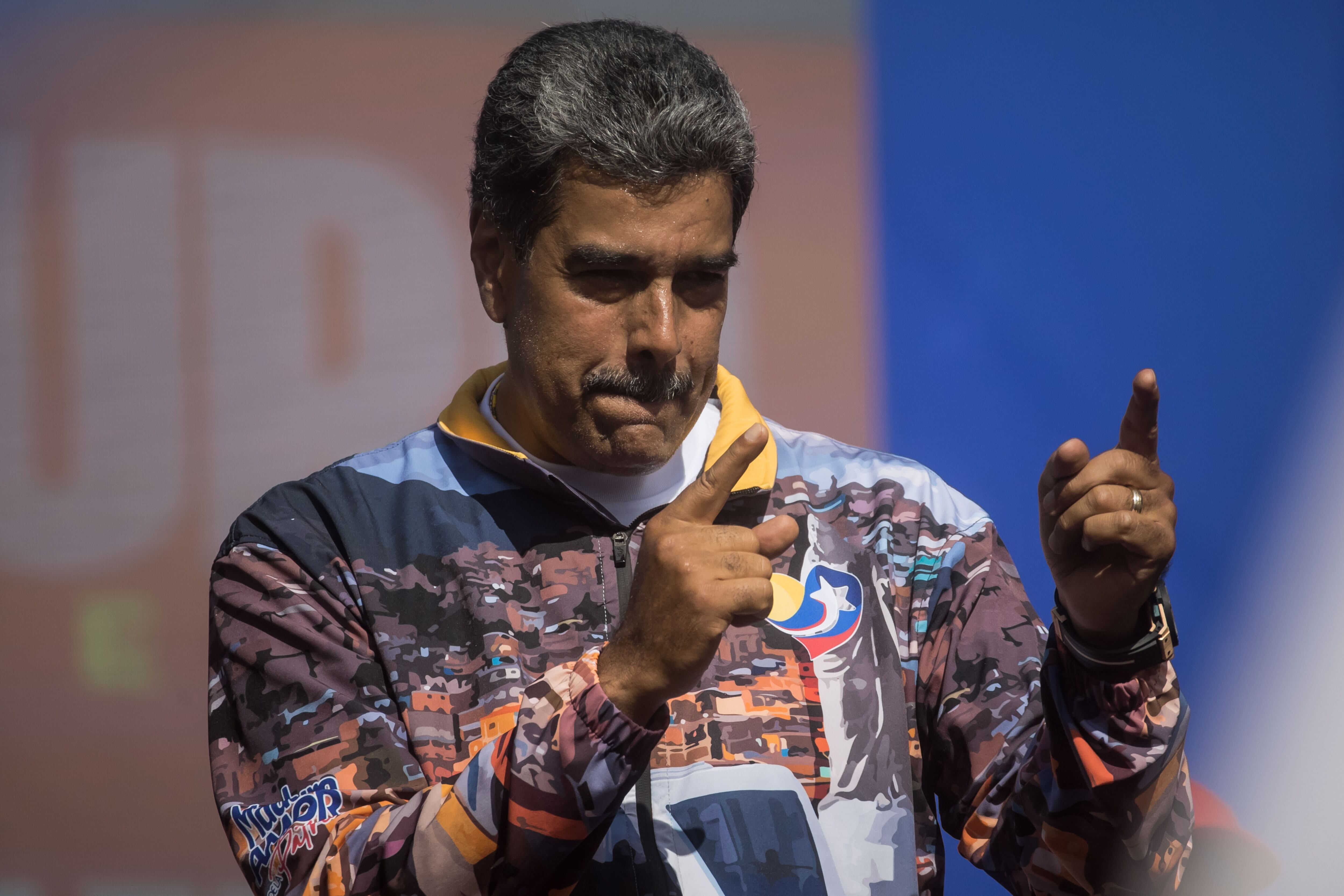 El presidente de Venezuela y candidato a la reelección, Nicolás Maduro, durante un acto de campaña el jueves pasado en Caracas. EFE/ Miguel Gutiérrez 