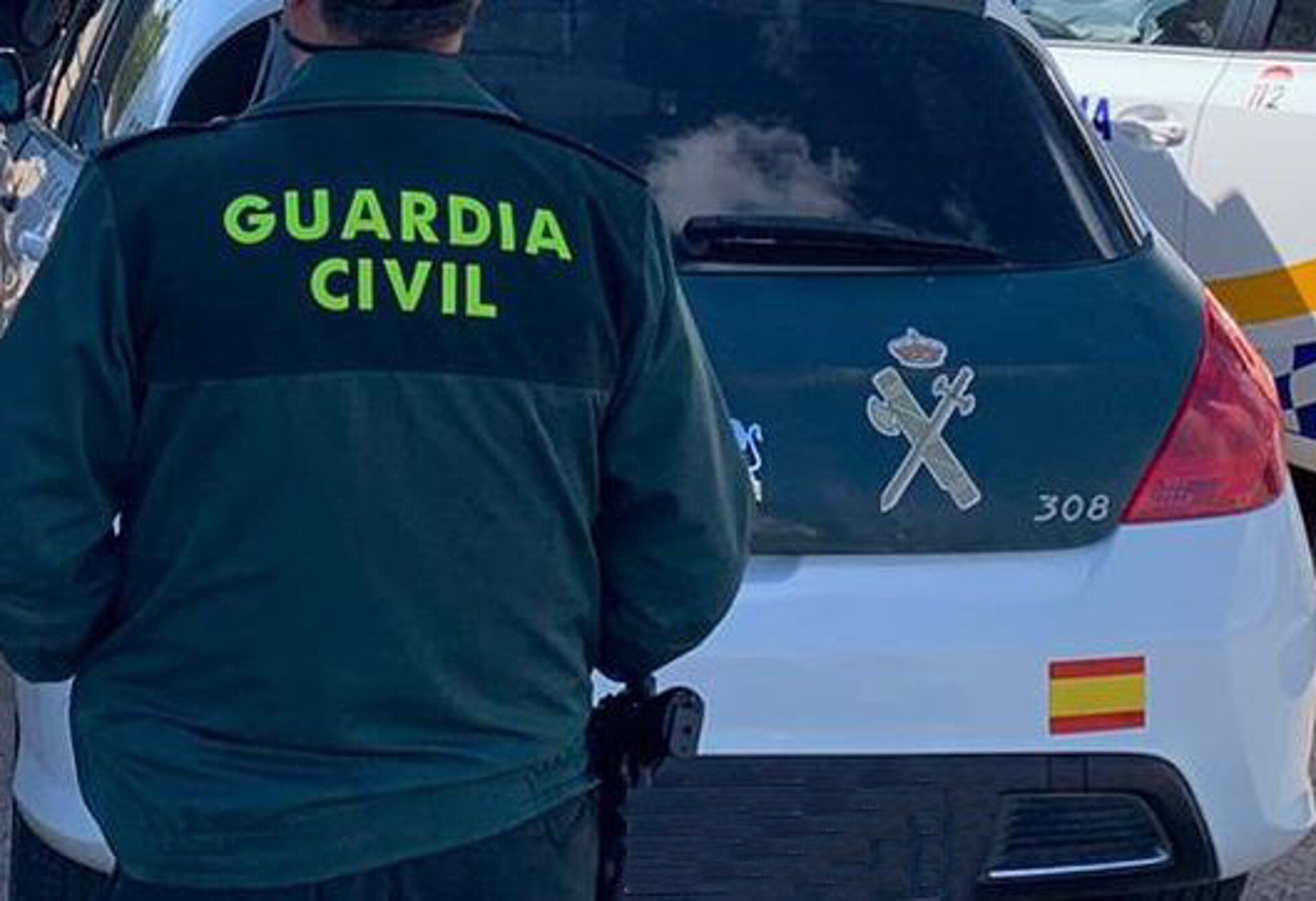 Un agente de la Guardia Civil de espaldas y junto a un vehículo oficial del cuerpo. (Europa Press)