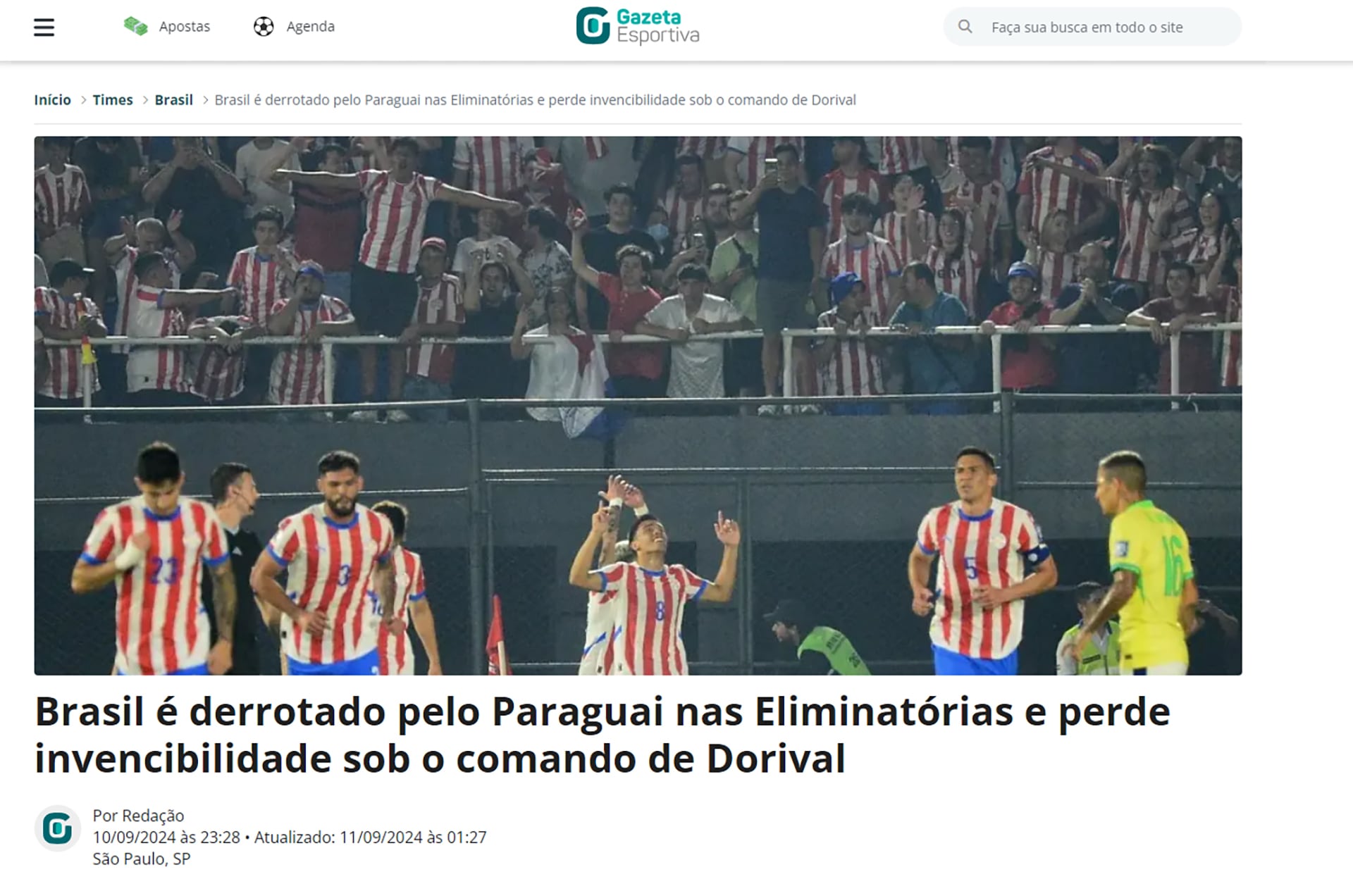 Críticas de la prensa tras la derrota de Brasil en Paraguay