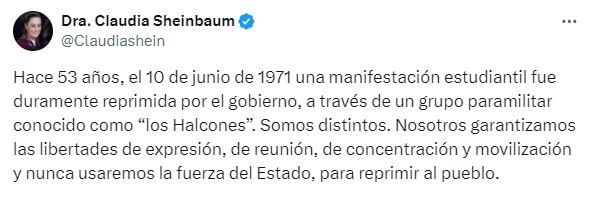 La virtual presidenta electa aseguró que su gobierno es distinto y no reprimirá al pueblo