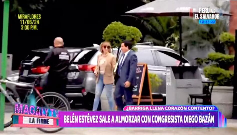 El congresista Diego Bazán y la bailarina argentina Belén Estévez fueron vistos saliendo de un restaurante ubicado en Miraflores.