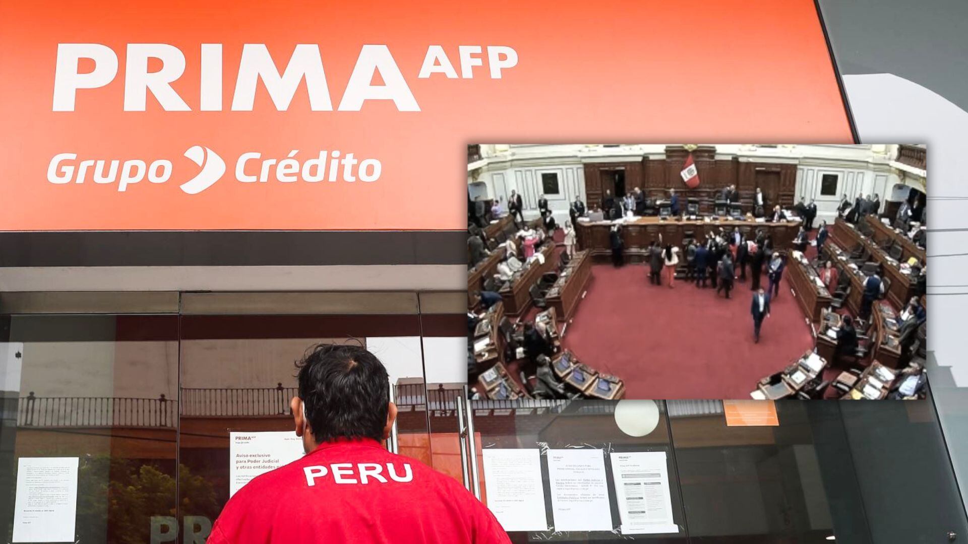 hombre en prima afp y captura del Congreso