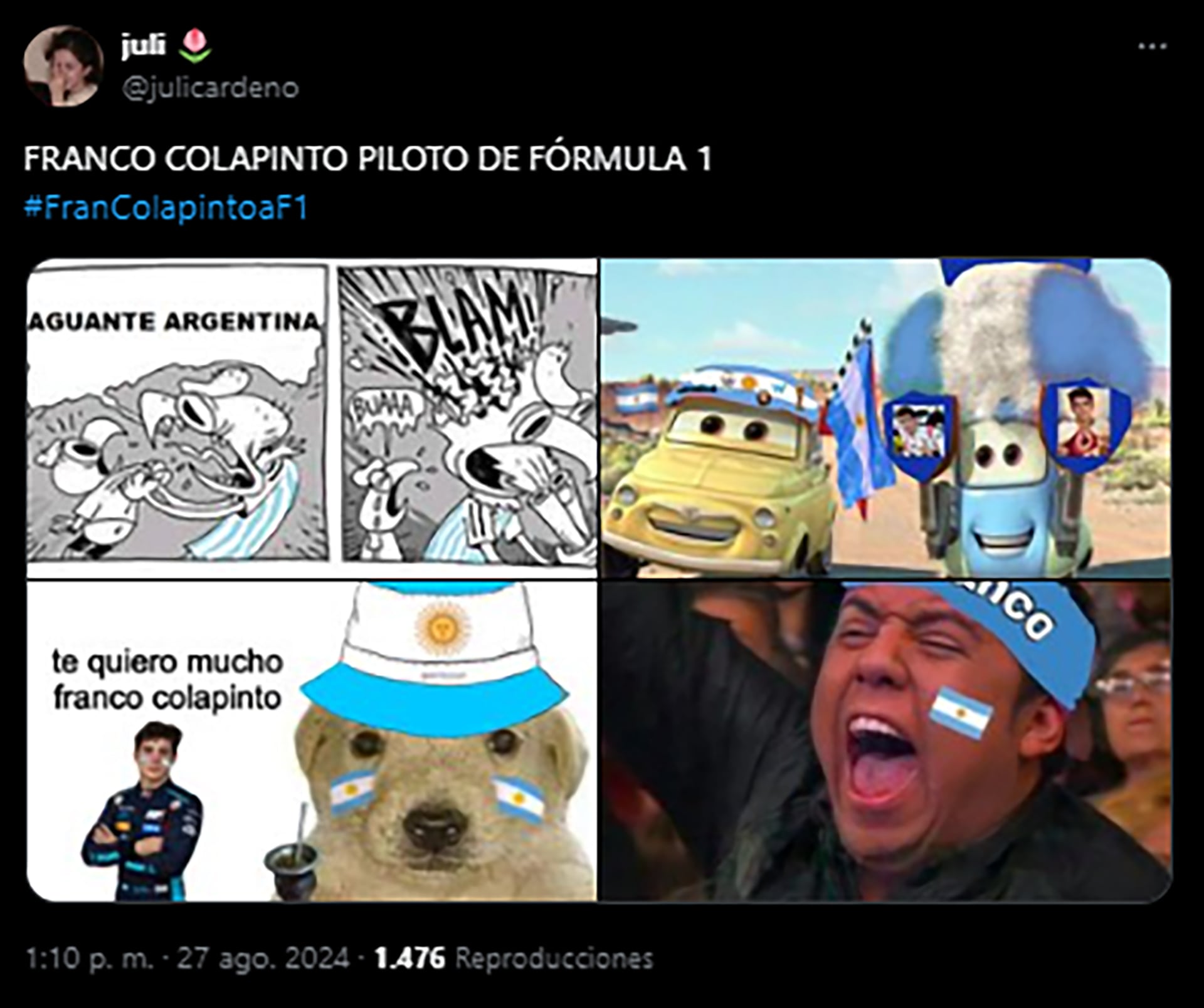 Memes por la llegada de Colapinto a la Fórmula 1