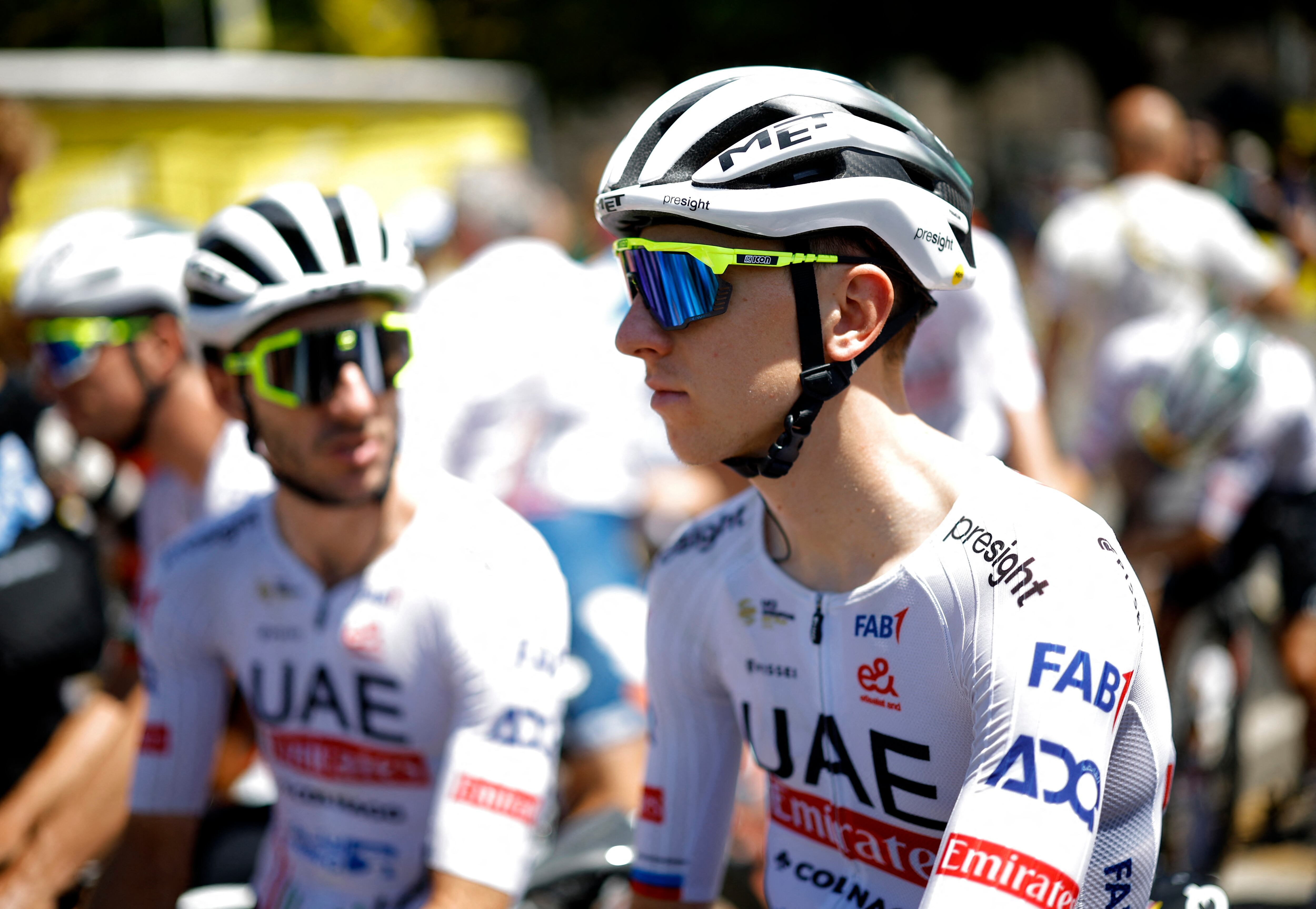 Cycling - Tour de France - Stage 4 - Pinerolo to Valloire - Pinerolo, Italy - July 2, 2024 UAE Team Emirates' Tadej Pogacar looks on before stage 4 REUTERS/Stephane Mahe