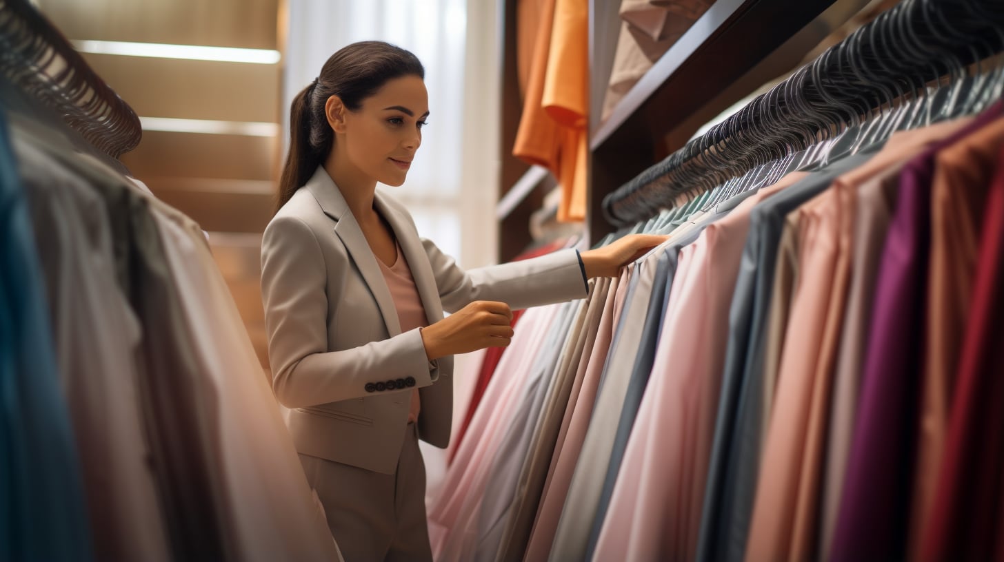 Imagen de personas comprando ropa en una tienda de un shopping, explorando diversas opciones de vestimenta y comparando precios. Utilizan tarjetas de crédito para sus compras. (Imagen ilustrativa Infobae)