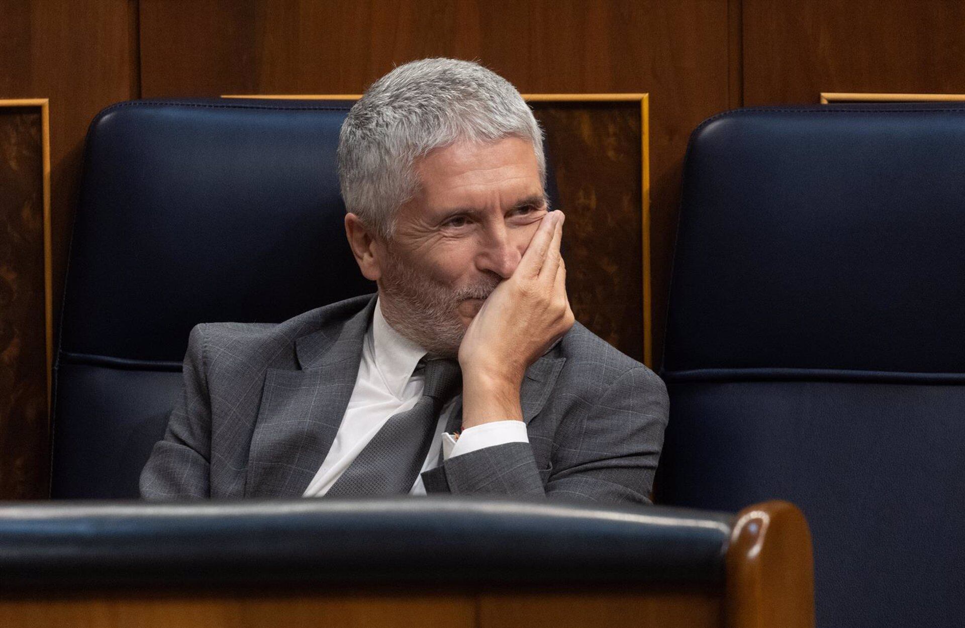 El ministro del Interior, Fernando Grande-Marlaska, durante una sesión de control al Gobierno. (Eduardo Parra/Europa Press)
