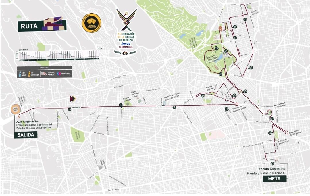 Mapa de la ruta del Maratón de la CDMX 2024. | https://maraton.cdmx.gob.mx/