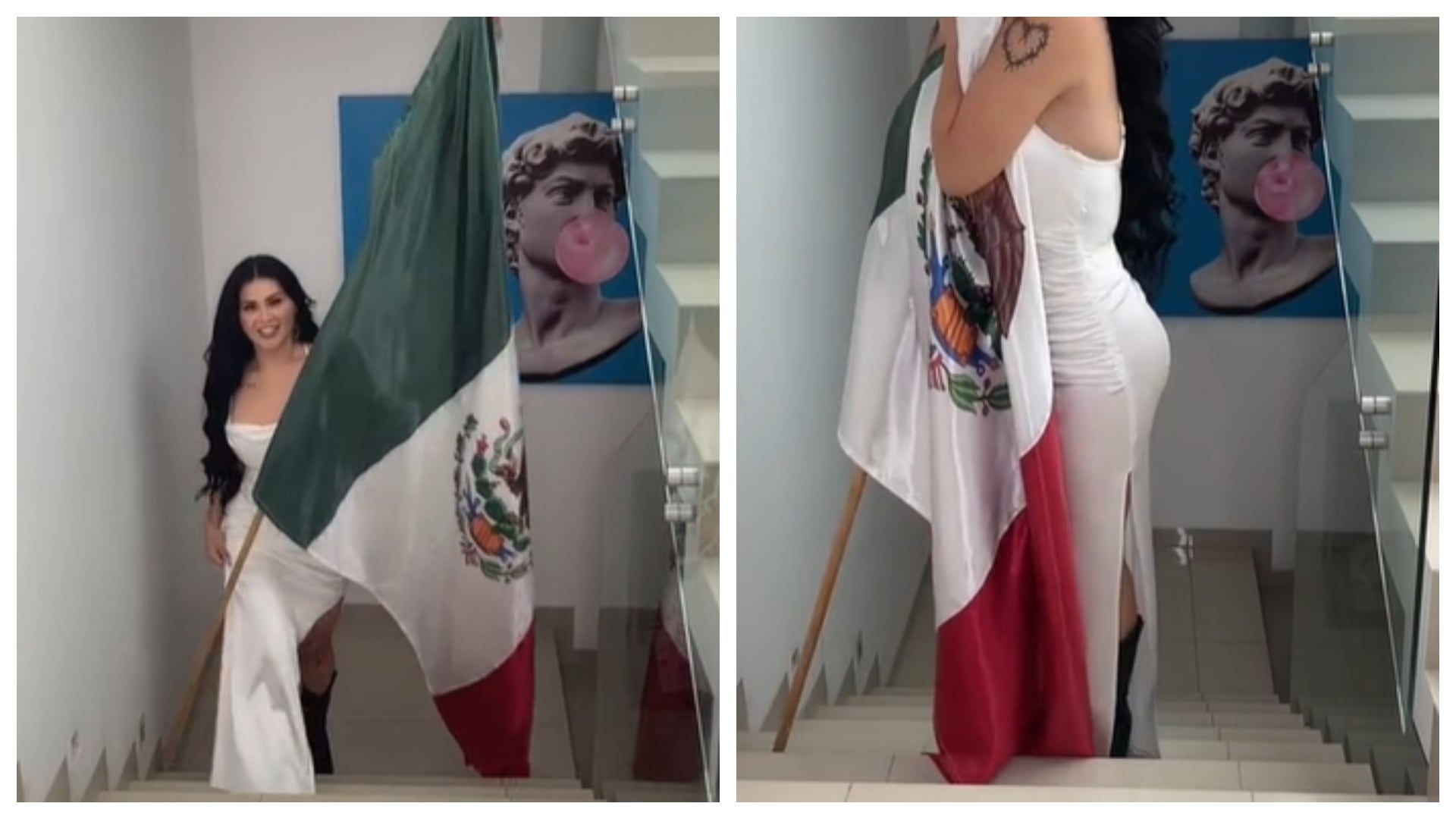 “Su ignorancia”: Critican a Gomita por arrastrar la bandera de México en un VIDEO con motivo de la Independencia  