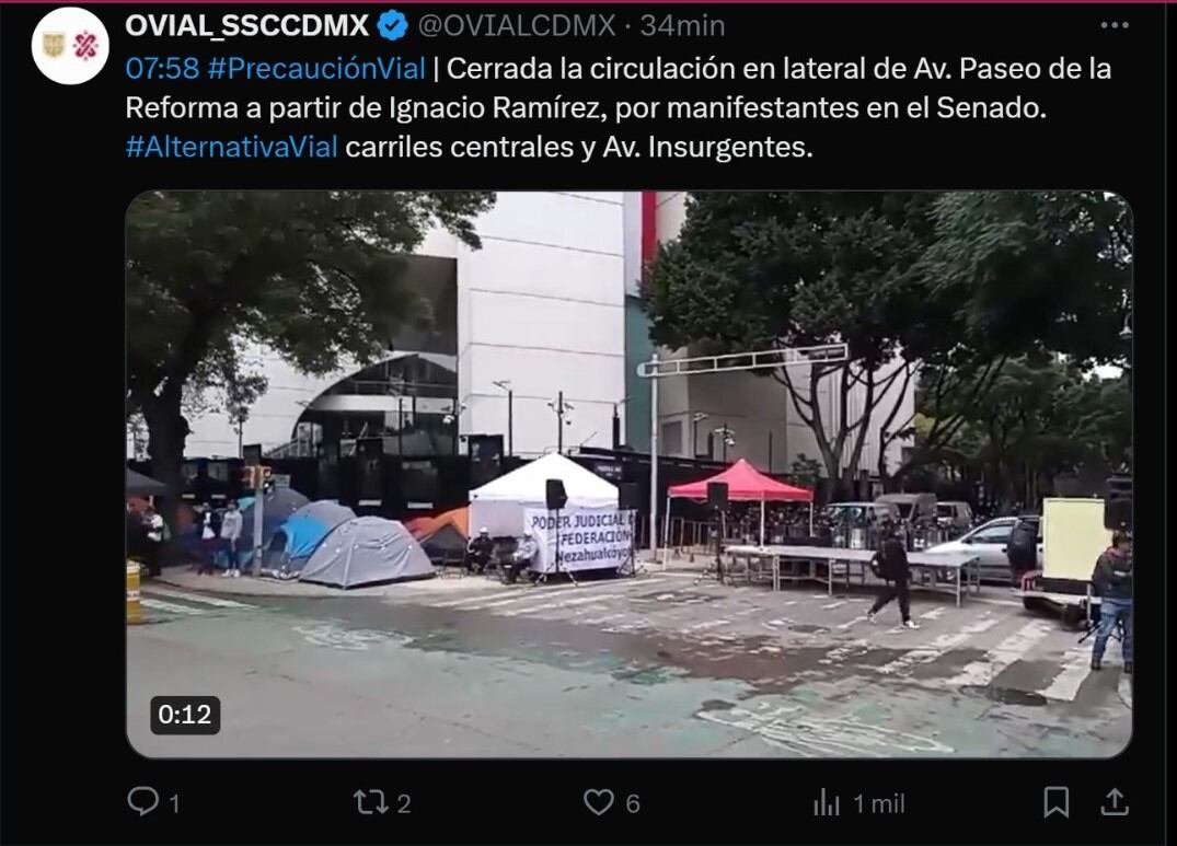 Trabajadores del Poder Judicial mantienen plantó afuera del Senado. | Captura de pantalla