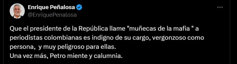 Enrique Peñalosa sobre las declaraciones del presidente Gustavo Petro - crédito @EnriquePenalosa/X