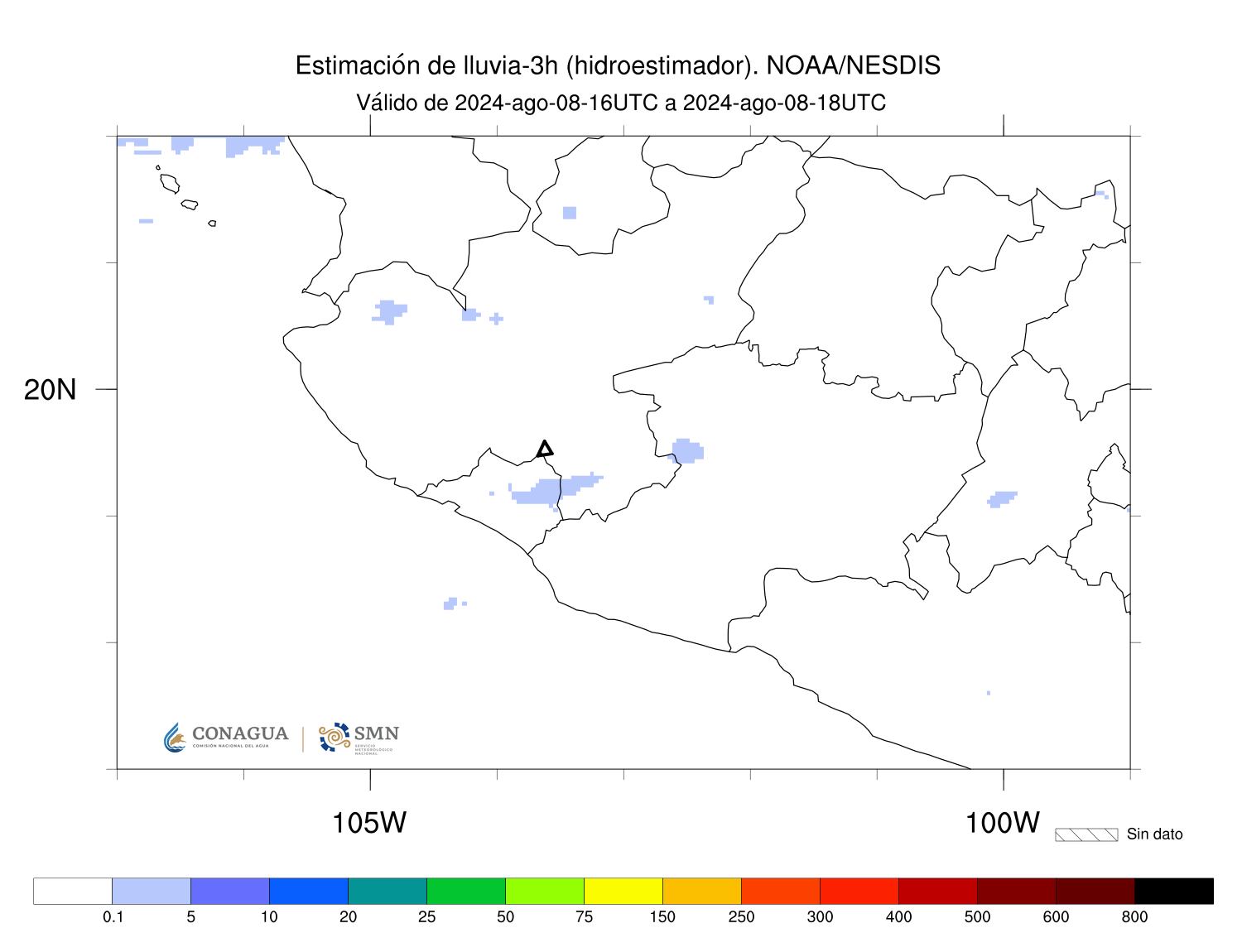 Imagen 3: Hidroestimador de las últimas tres horas.