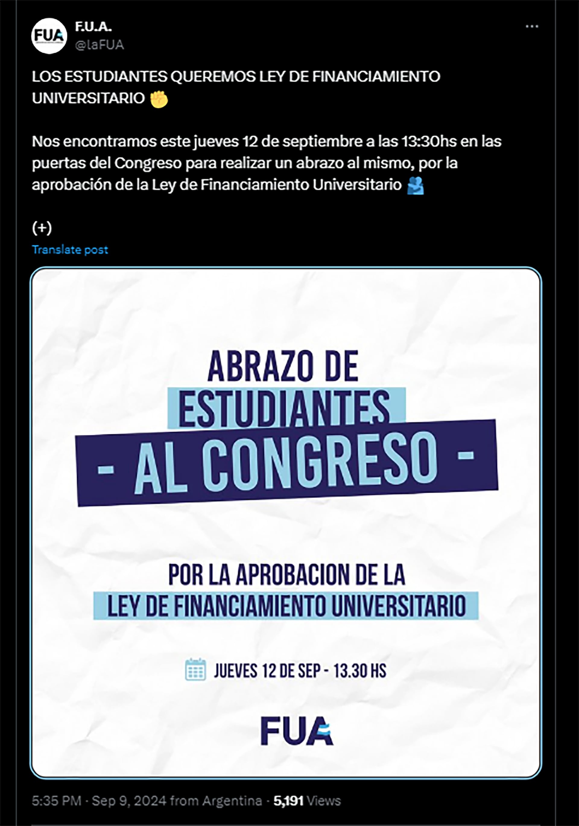 Abrazo simbólico al Congreso FUA