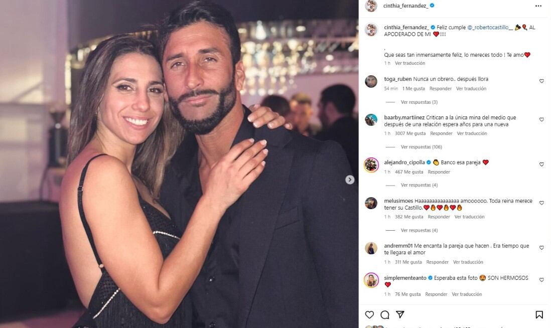 El tierno mensaje de Cinthia Fernández a Roberto Castillo por su cumpleaños (Instagram)