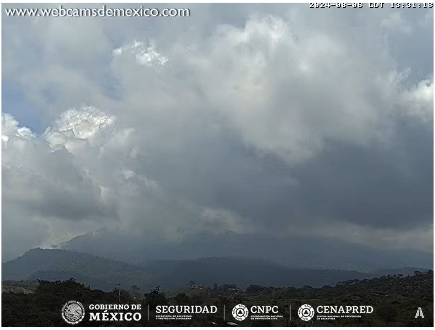 Imagen 1: Volcán de Fuego de Colima, 13:31 h (hora local).