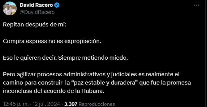 El congresita David Racero apoyó la medida propuesta por el presidente Petro - crédito @DavidRacero/X