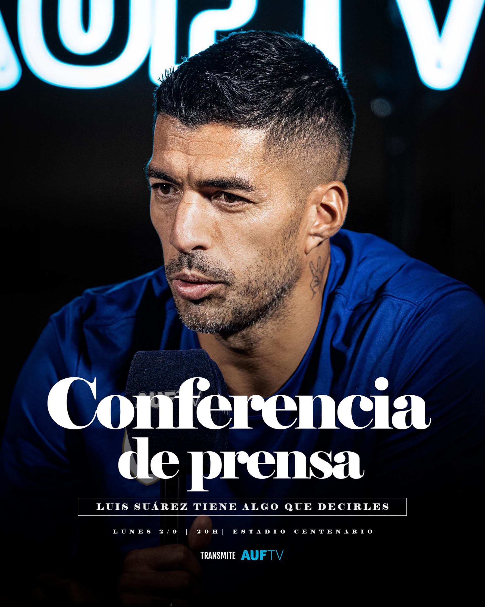 El anuncio de la conferencia de Luis Suárez en la selección de Uruguay