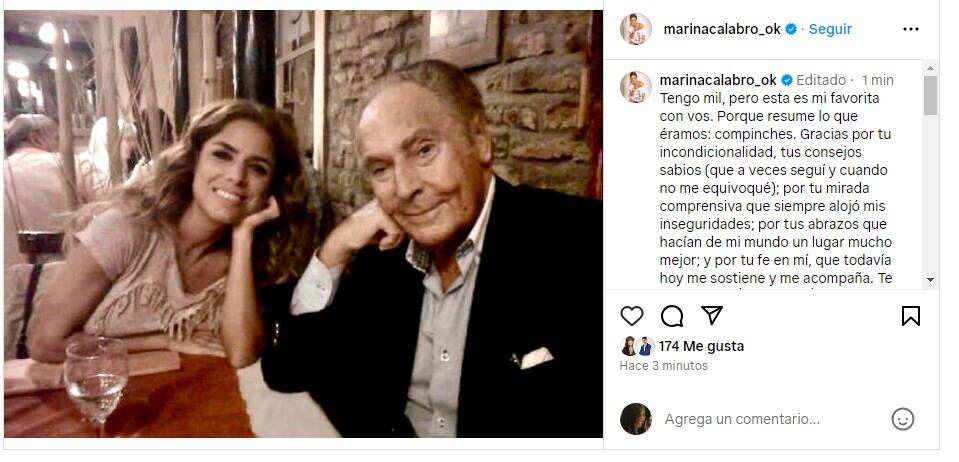 El emotivo recuerdo de Marina Calabró para su papá Juan Carlos este día del Padre (Instagram)