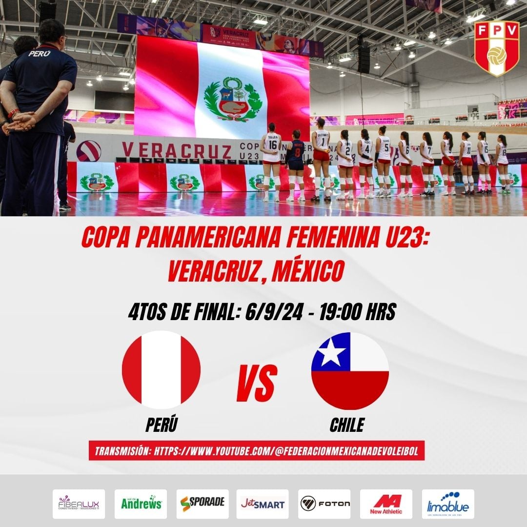 Programación de Perú vs Chile por Copa Panamericana Sub 23 de vóley.