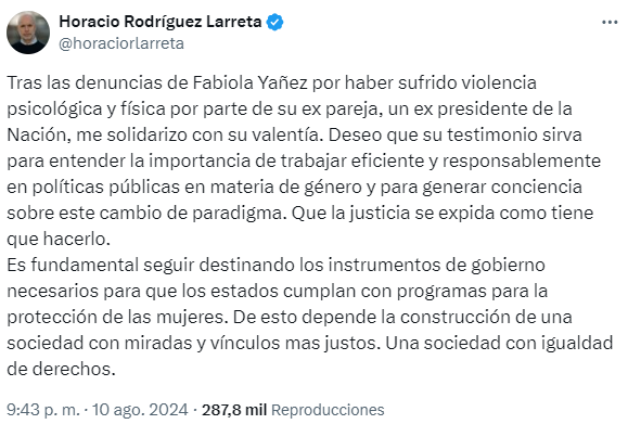 Repercusiones de políticos argentinos a la entrevista de Fabiola Yañez Horacio Rodríguez Larreta