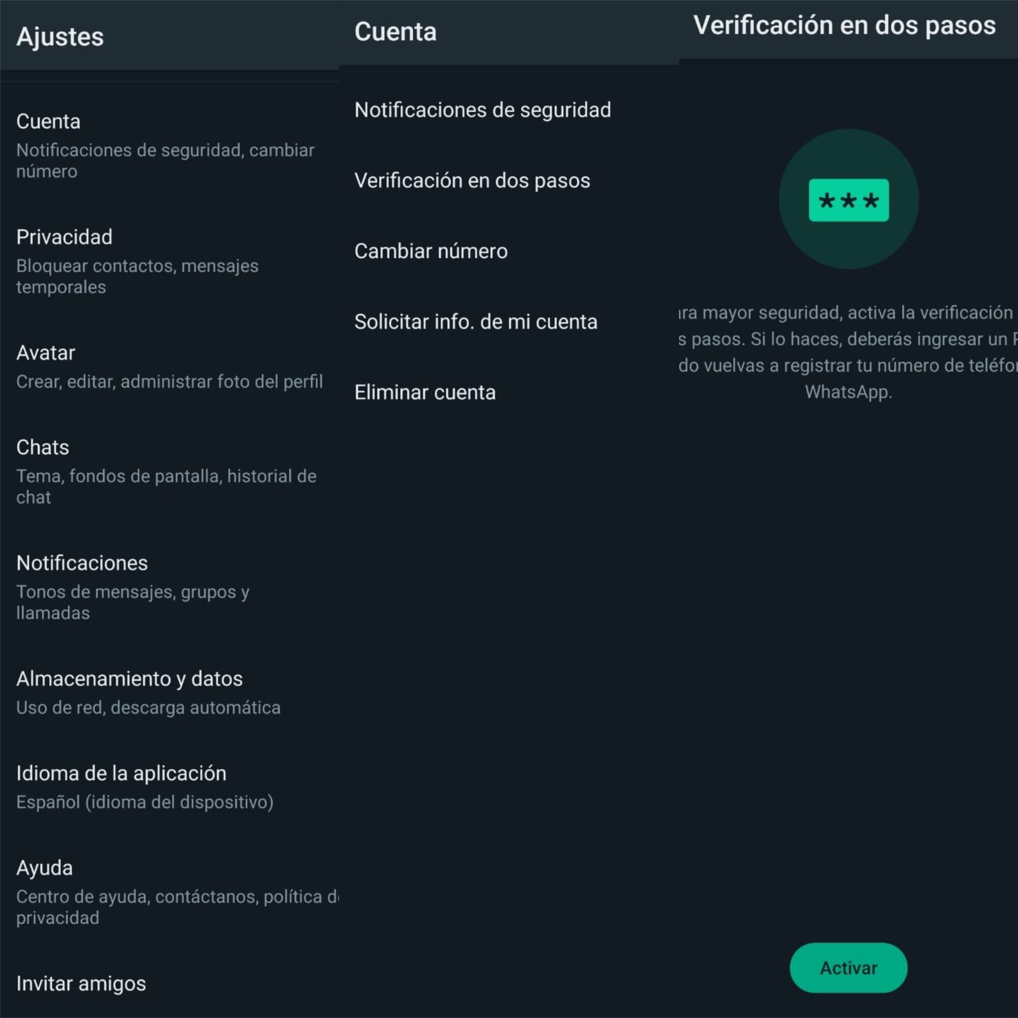 Verificación en dos pasos WhatsApp