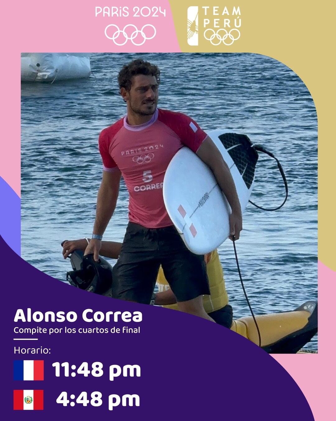 Alonso Correa: tablista peruano compite en los cuartos de final de surf en los Juegos Olímpicos París 2024