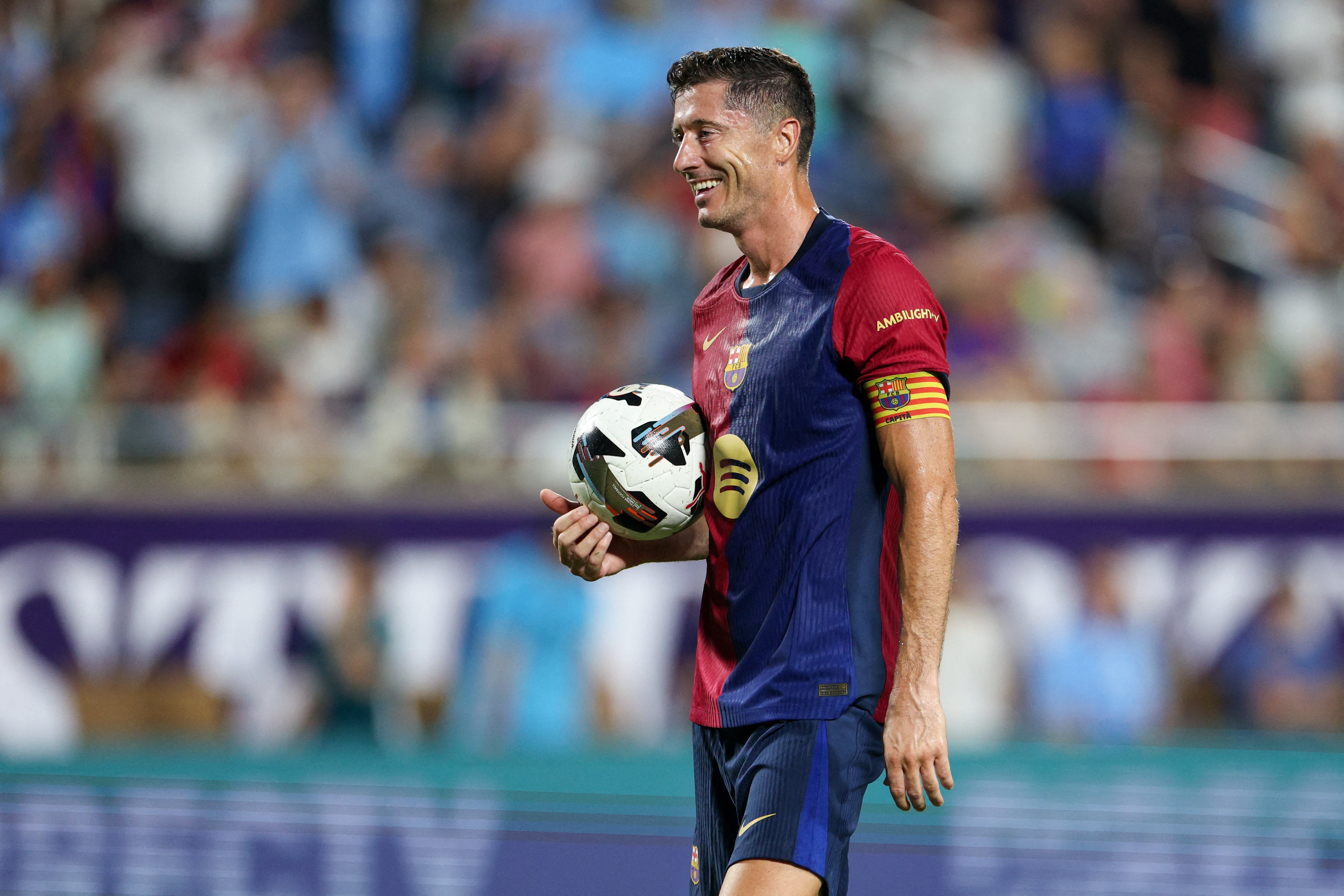 Robert Lewandowski es el hombre de gol de FC Barcelona. - créditos: Nathan Ray Seebeck-USA TODAY Sports