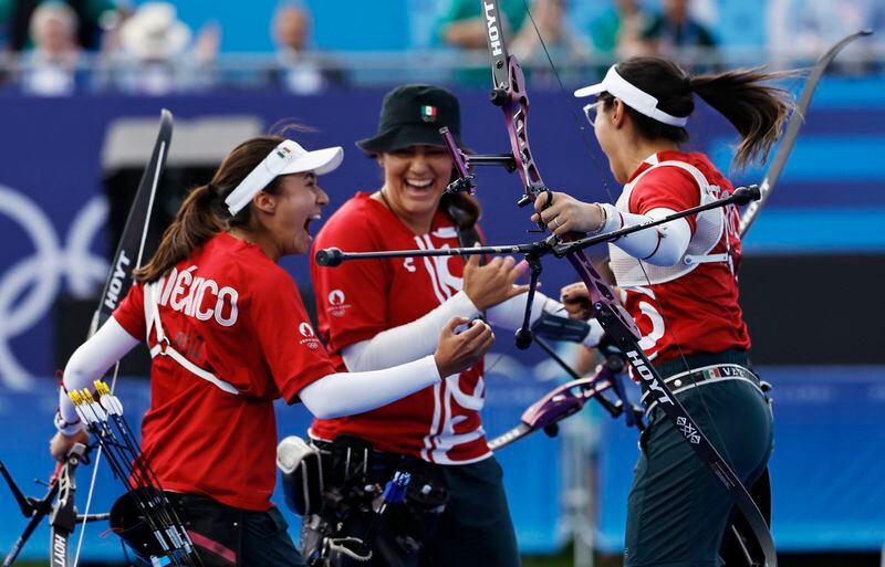 Alejandra Valencia, Ana Paula Vázquez y Ángela Ruiz obtuvieron la medalla de bronce tras derrotar a Países Bajos
REUTERS/Tingshu Wang