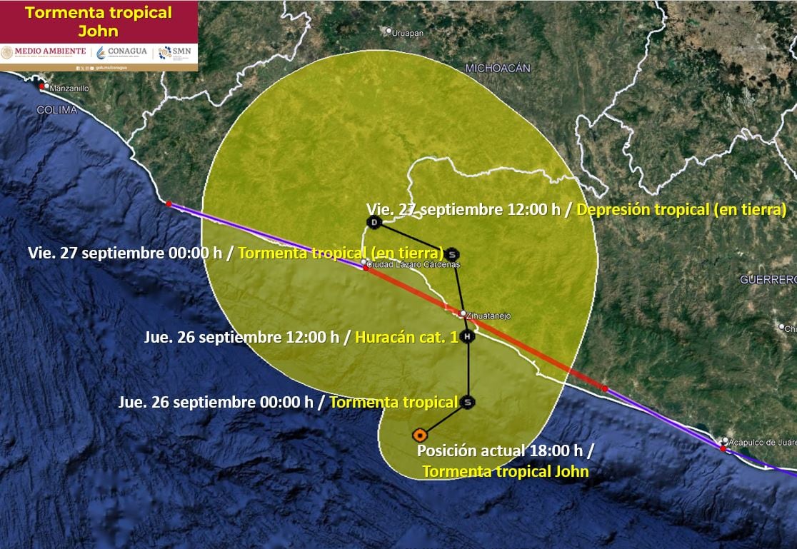 tormenta john - pronóstico huracán - 25 septiembre